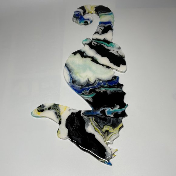 NWOT Fluid Art Seahorse on Wood, Abstract Art - Picture 4 of 9